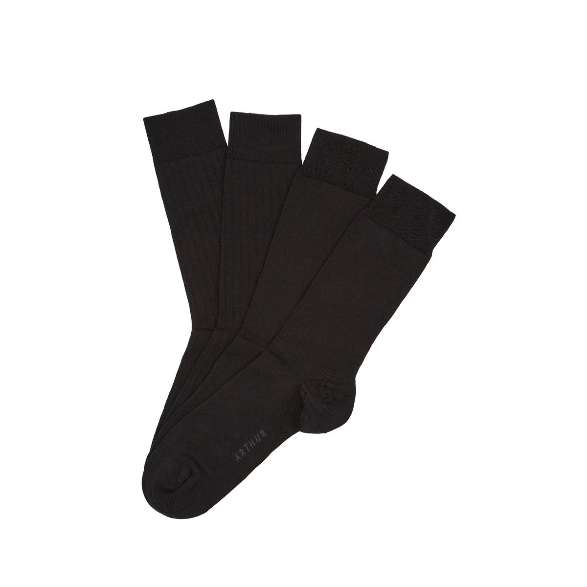 Chaussettes en coton, fil d'ecosse noir, ARTHUR