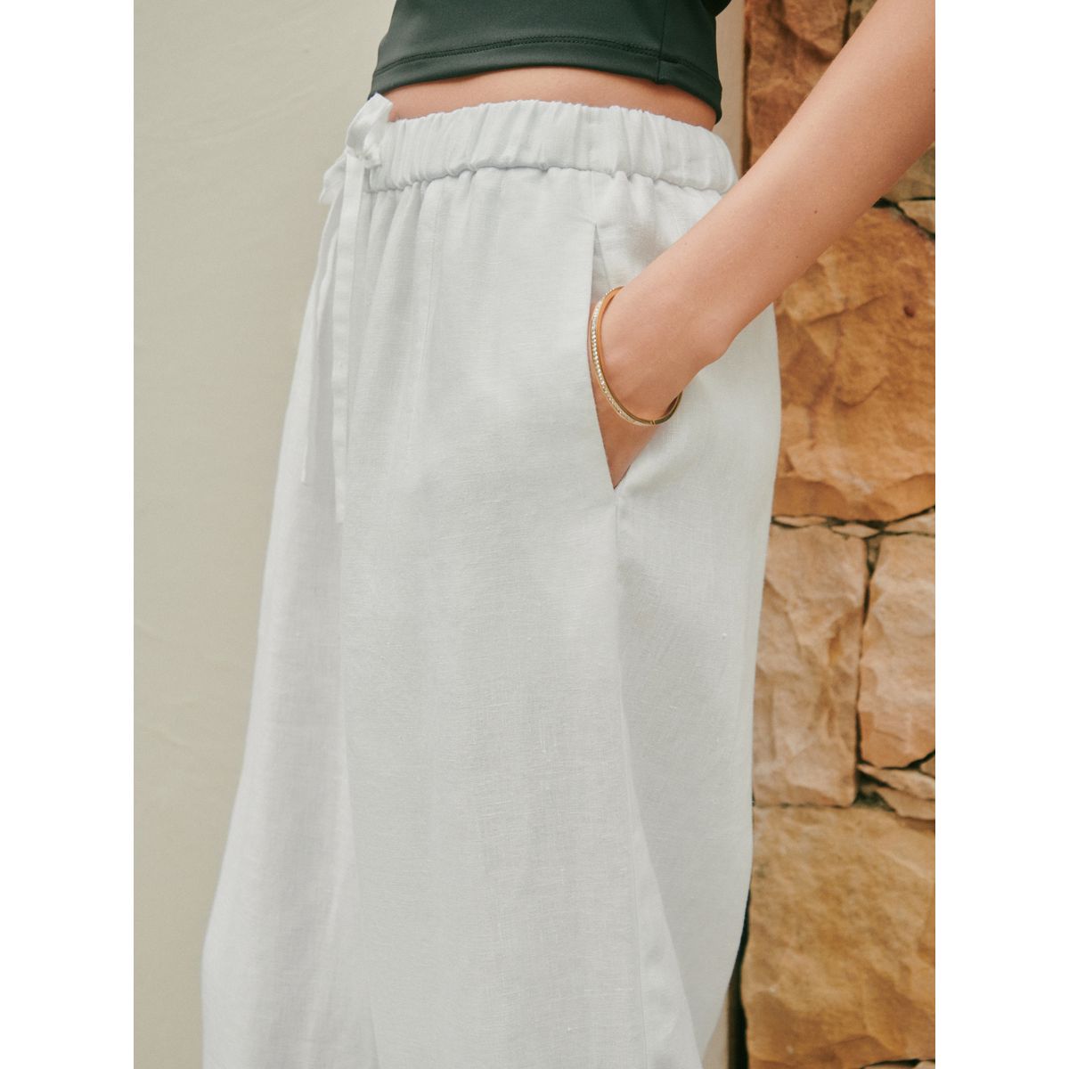 Pantalon barrel lin n. premium blanc, NEXT