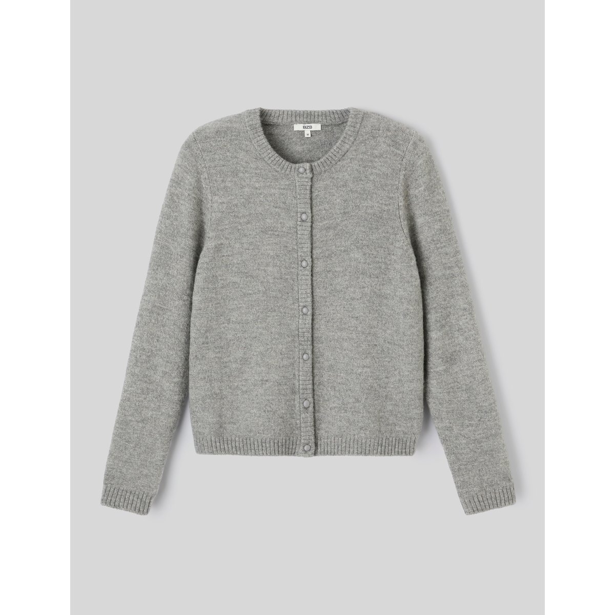 Gilet col rond boutonné gris, BZB