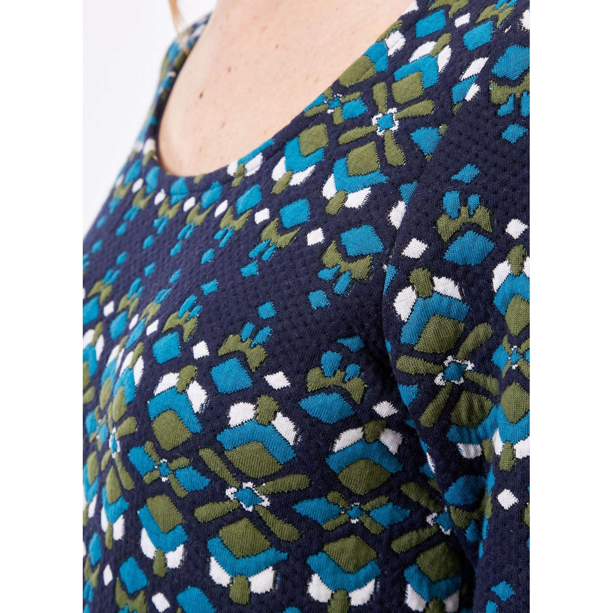 Robe droite imprimée en maille OSIE bleu foncé, PRINCESSE NOMADE