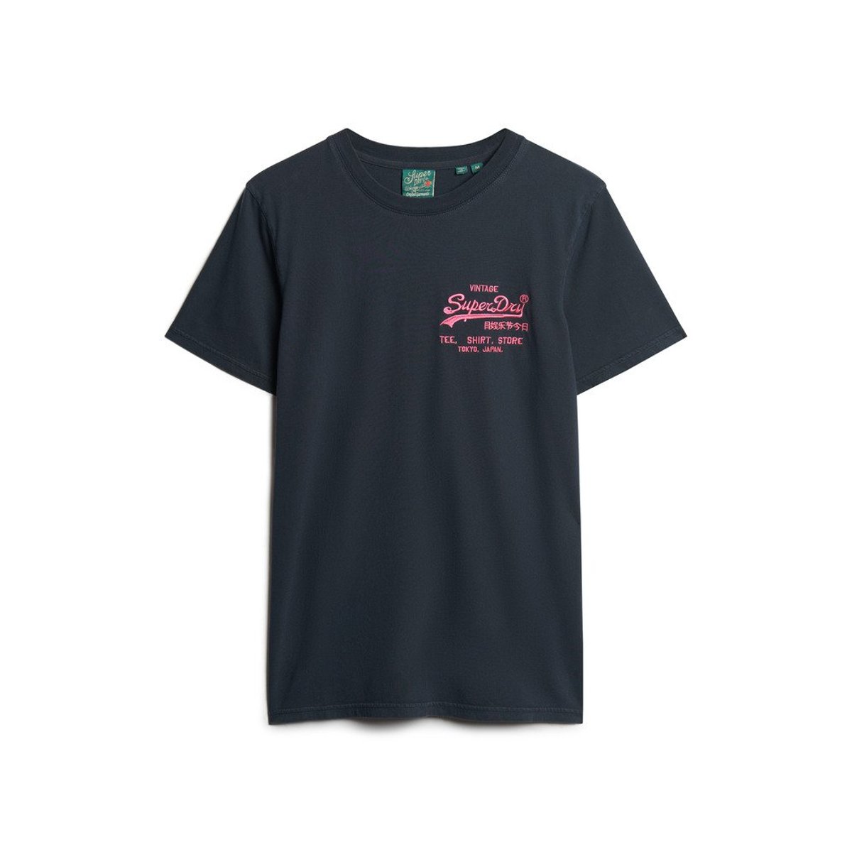 T-shirt col rond à imprimé bleu marine, SUPERDRY