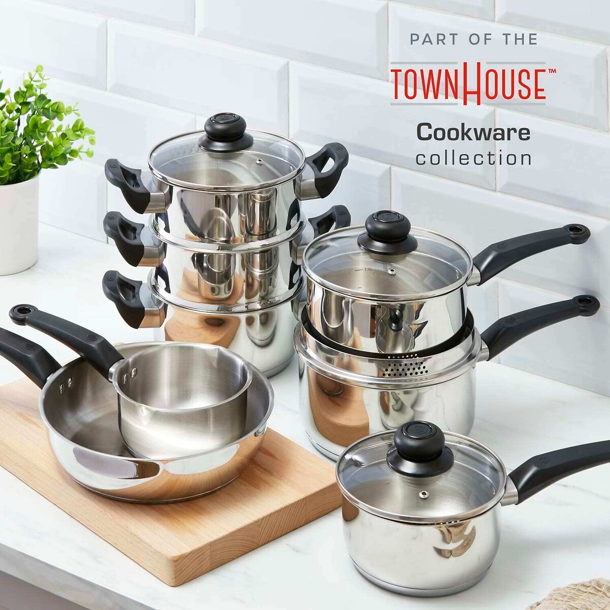 5-Piece Townhouse Cookware Set silver-coloured, SWAN