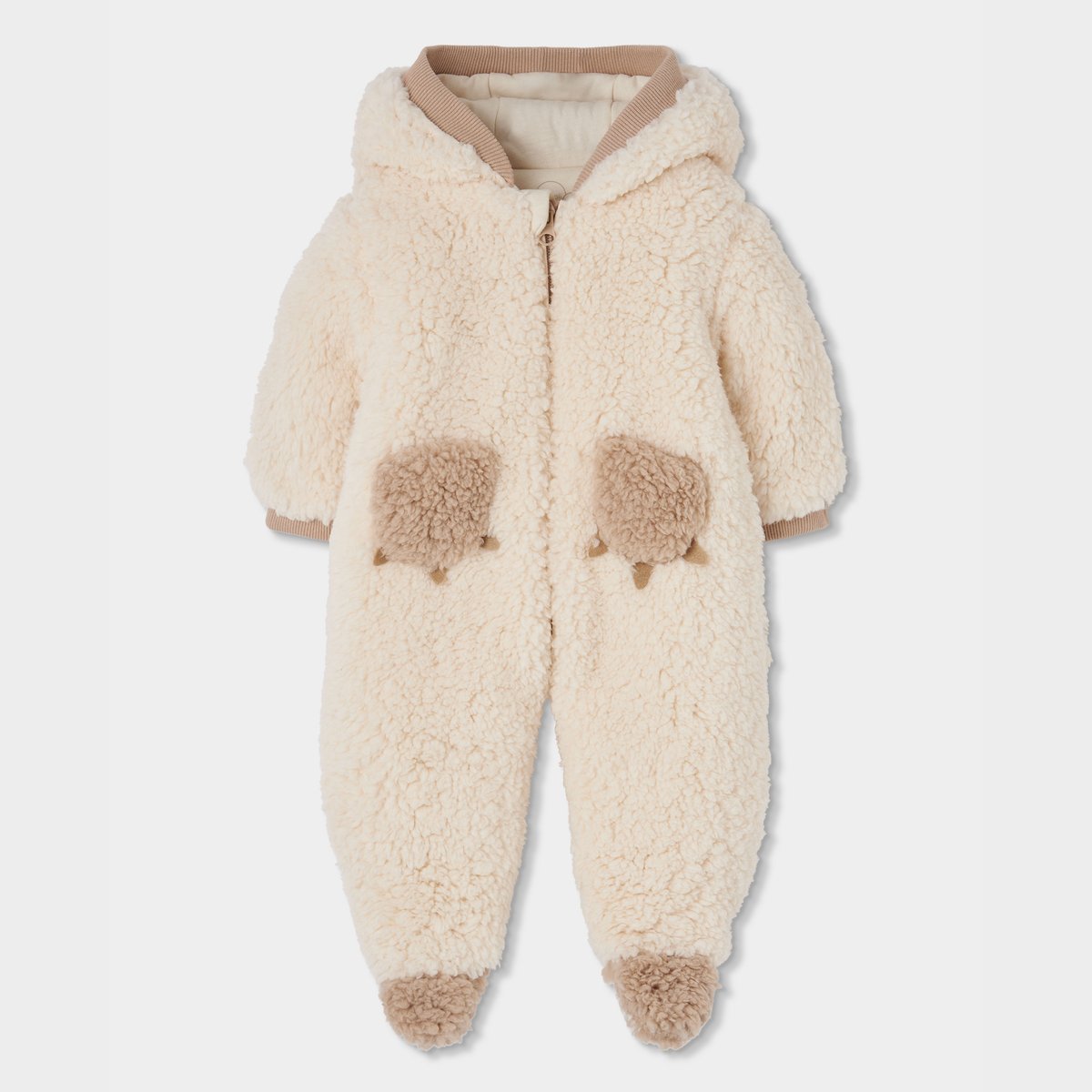 Barboteuse bébé écrue avec motif moutons blanc, BOBOLI