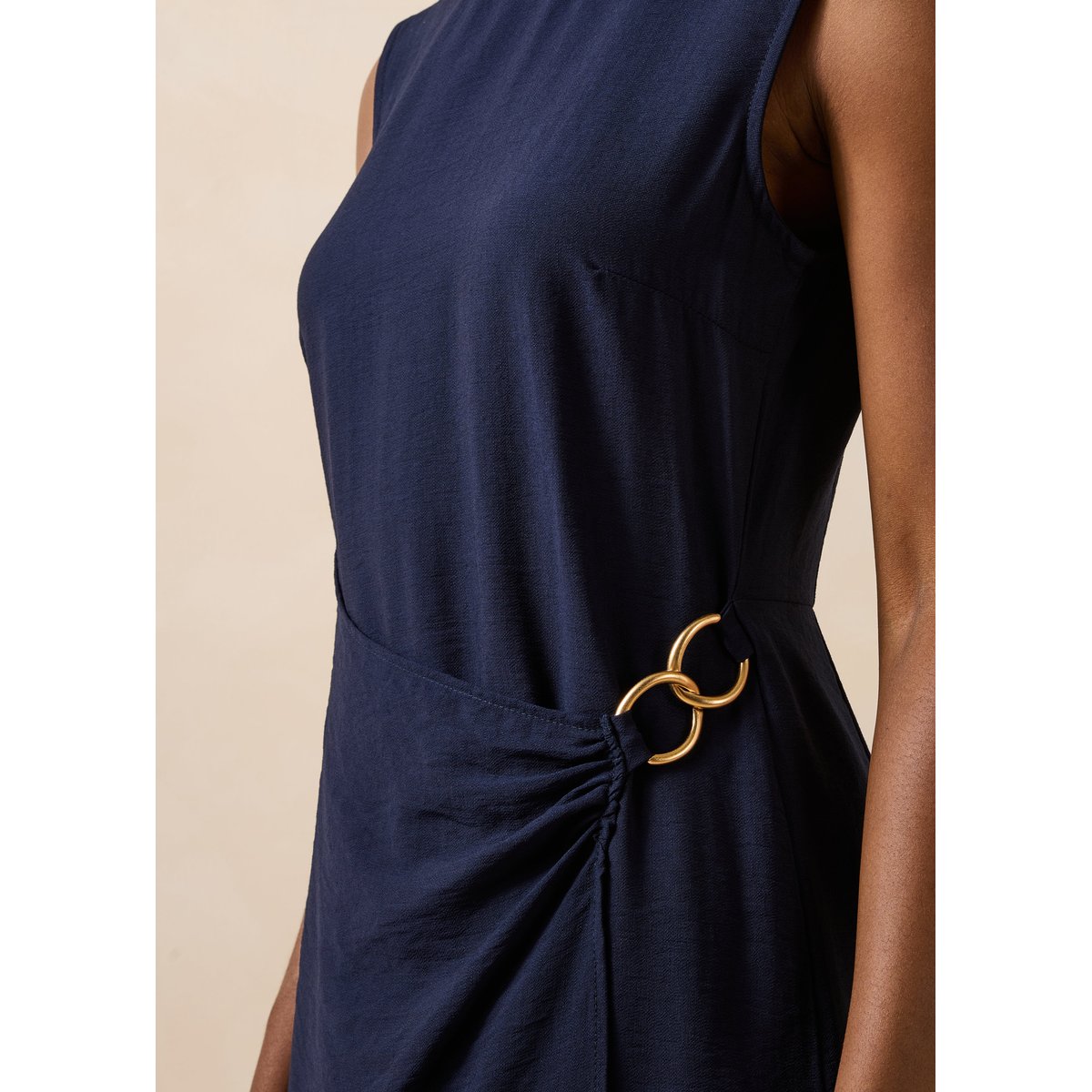 Robe midi sans manches cintrée marine, LA FEE MARABOUTEE