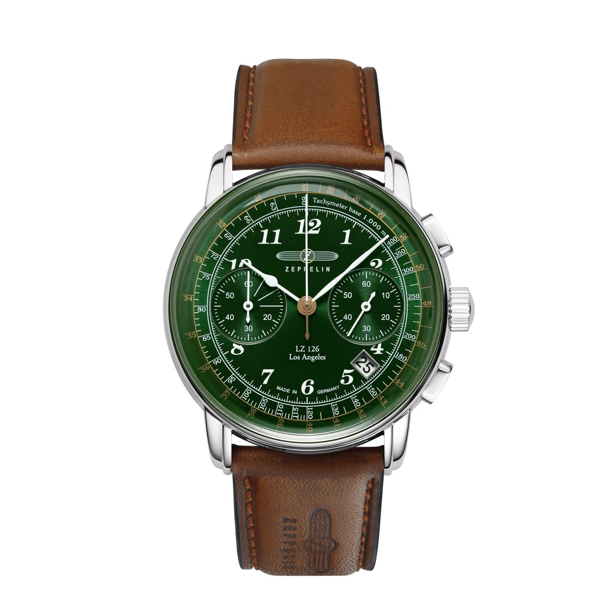 Montre Analogique LOS ANGELES argenté vert marron, ZEPPELIN