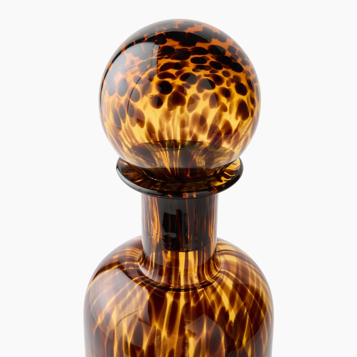 Fiole tachetée léopard , 11,5 x 11,5 x 40 cm, en verre ambre, MONOPRIX