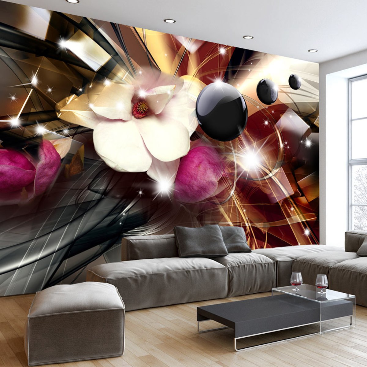 Papier peint intissé panoramique Abstractions Abstraction of Colours noir, EDEN