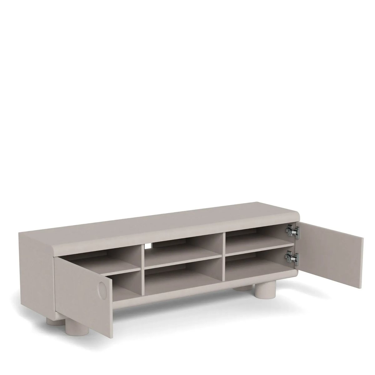 Meuble TV bas design 2 portes 2 niches gris L160 - MAGDA gris, HELLIN, DEPUIS 1862
