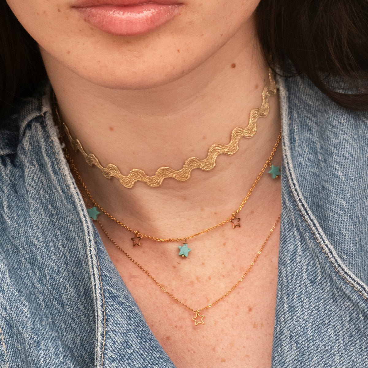 Collier doré multi - cassiopee bleu, CAROLINE NAJMAN