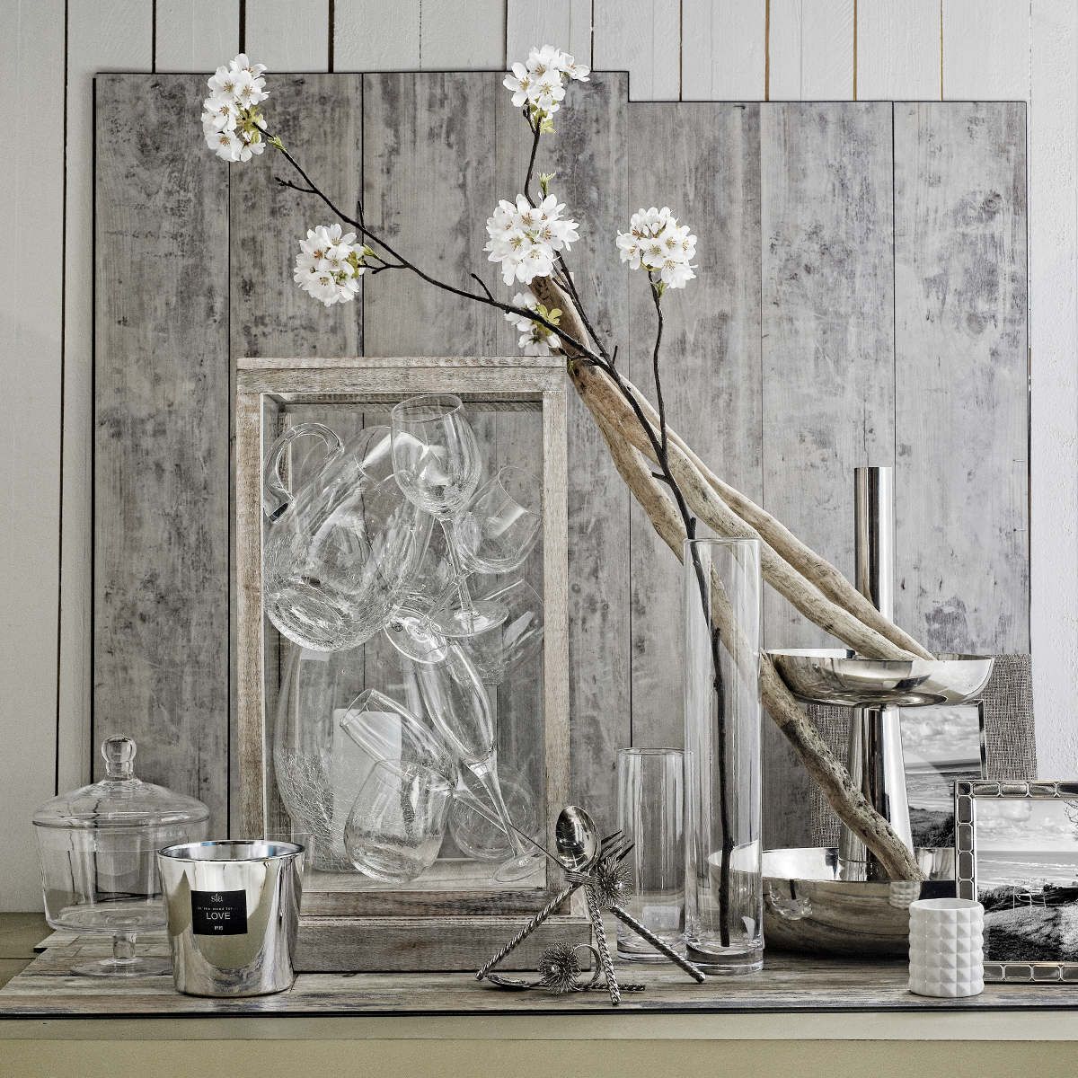 Photophore décoratif en porcelaine H8 blanc, SIA DECO