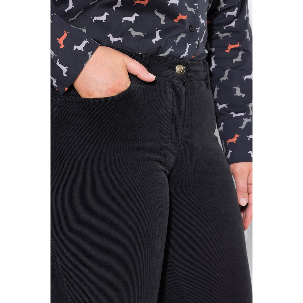 Pantalon en velours côtelé Sarah noir, ULLA POPKEN