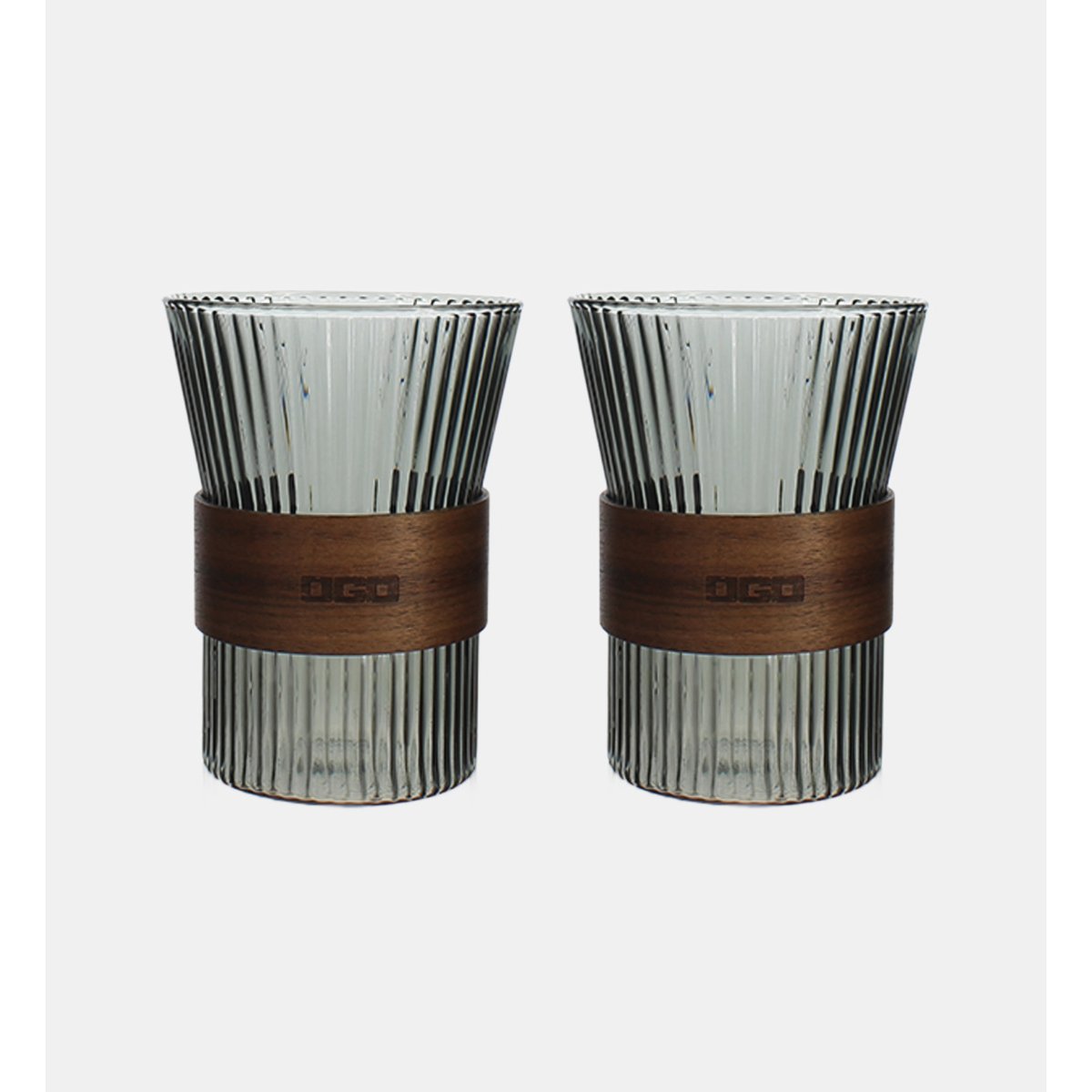 Lot de 2 tasses en verre 325ml, KARL marron, OGO LIVING