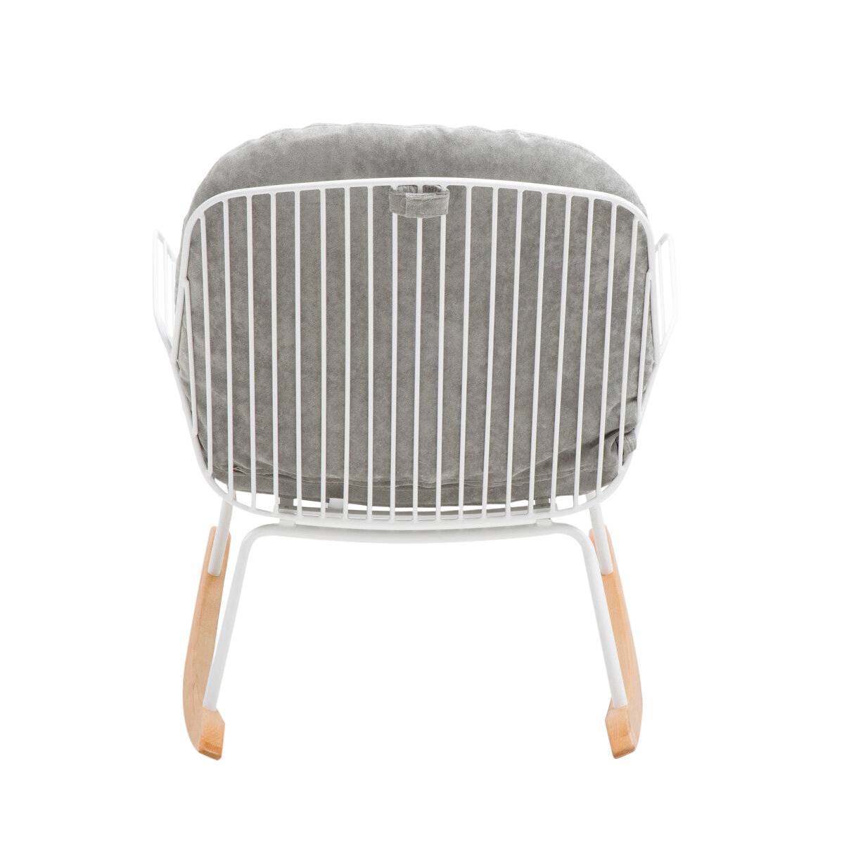 Rocking chair en métal et tissu ETHAN gris, MADE IN MEUBLES