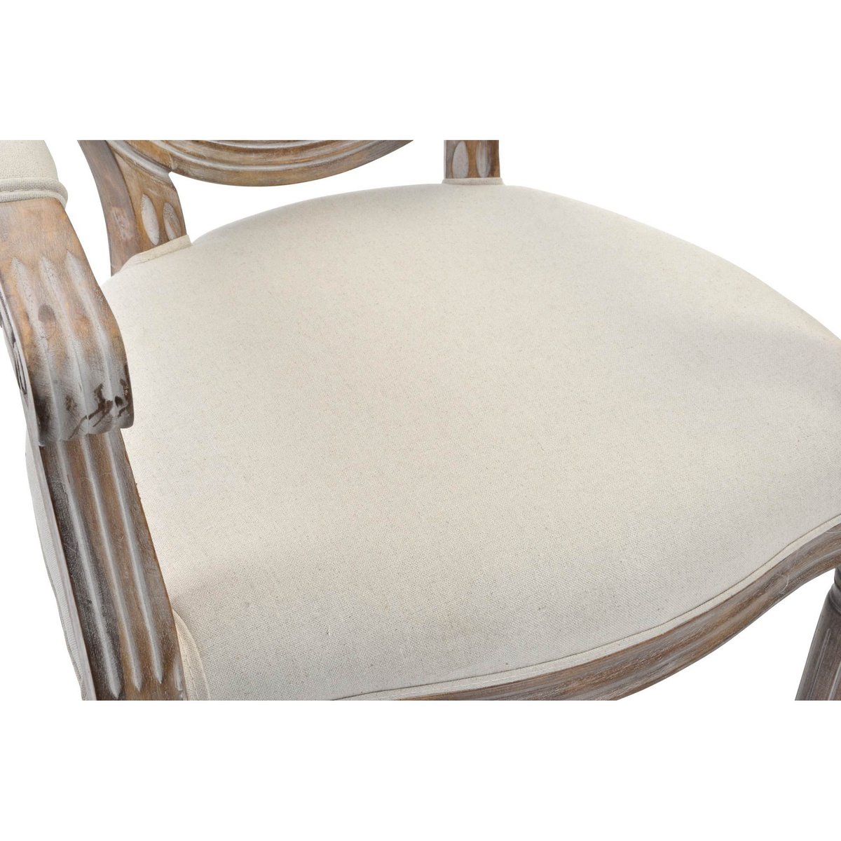 Fauteuil Médaillon Classique Bois et Tissu Beige beige, WADIGA