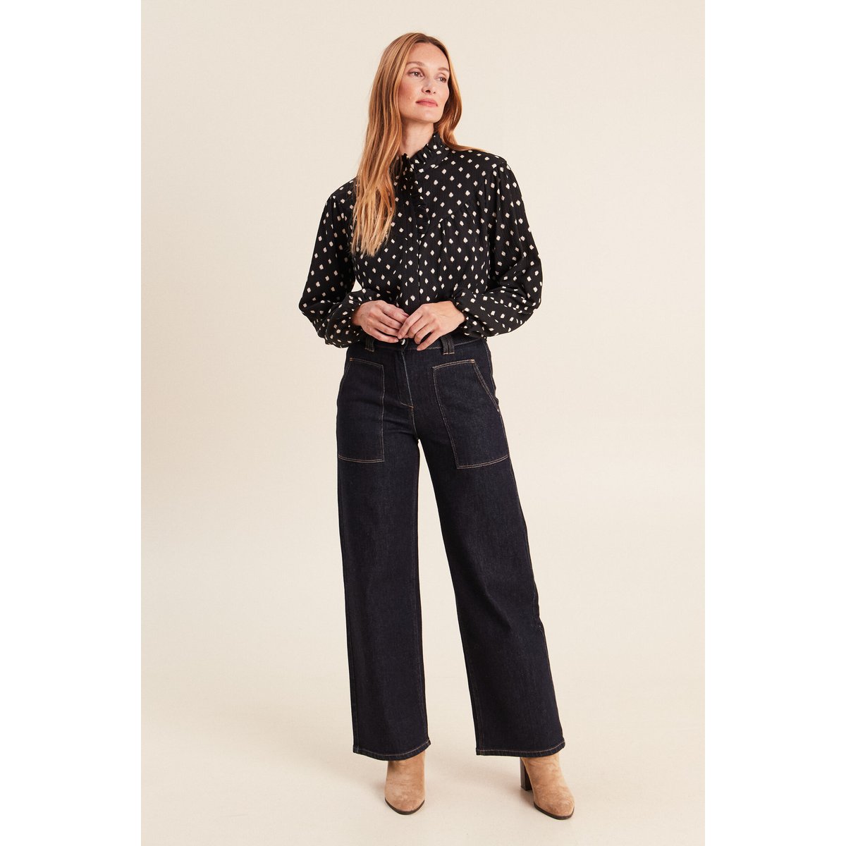 Blouse droite manches longues noir, BREAL