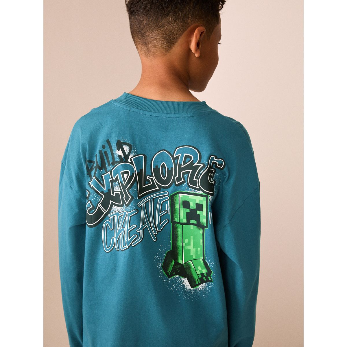 T-shirt minecraft à manches longues bleu sarcelle, NEXT
