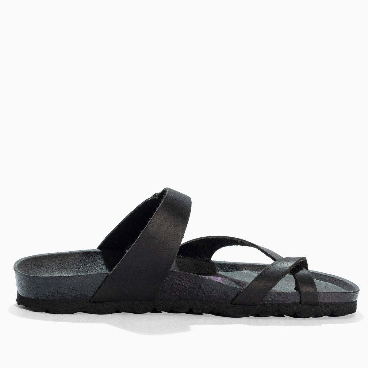Tongs en cuir DIANE black, BAYTON