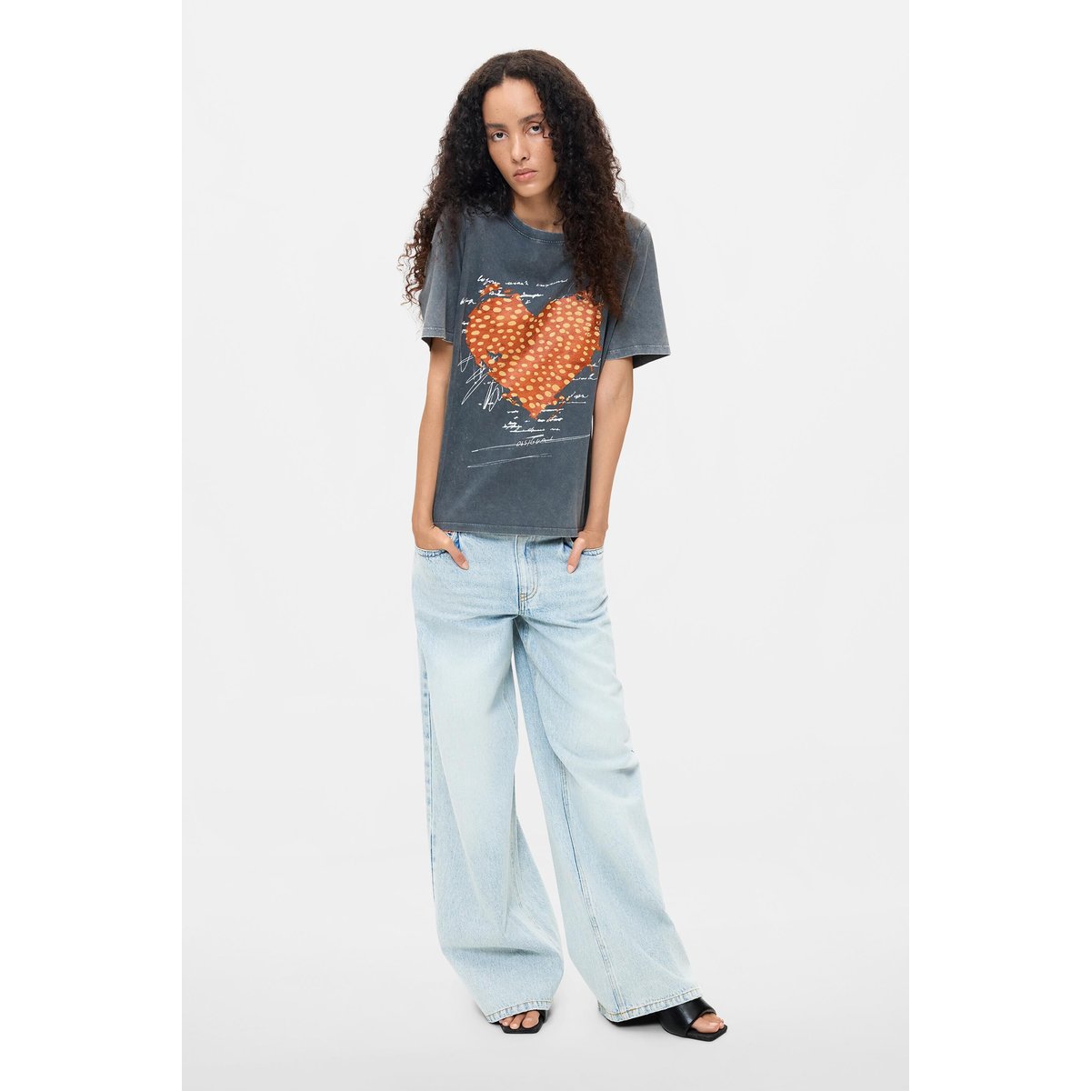 T-shirt imprimé en coton biologique noir, DESIGUAL