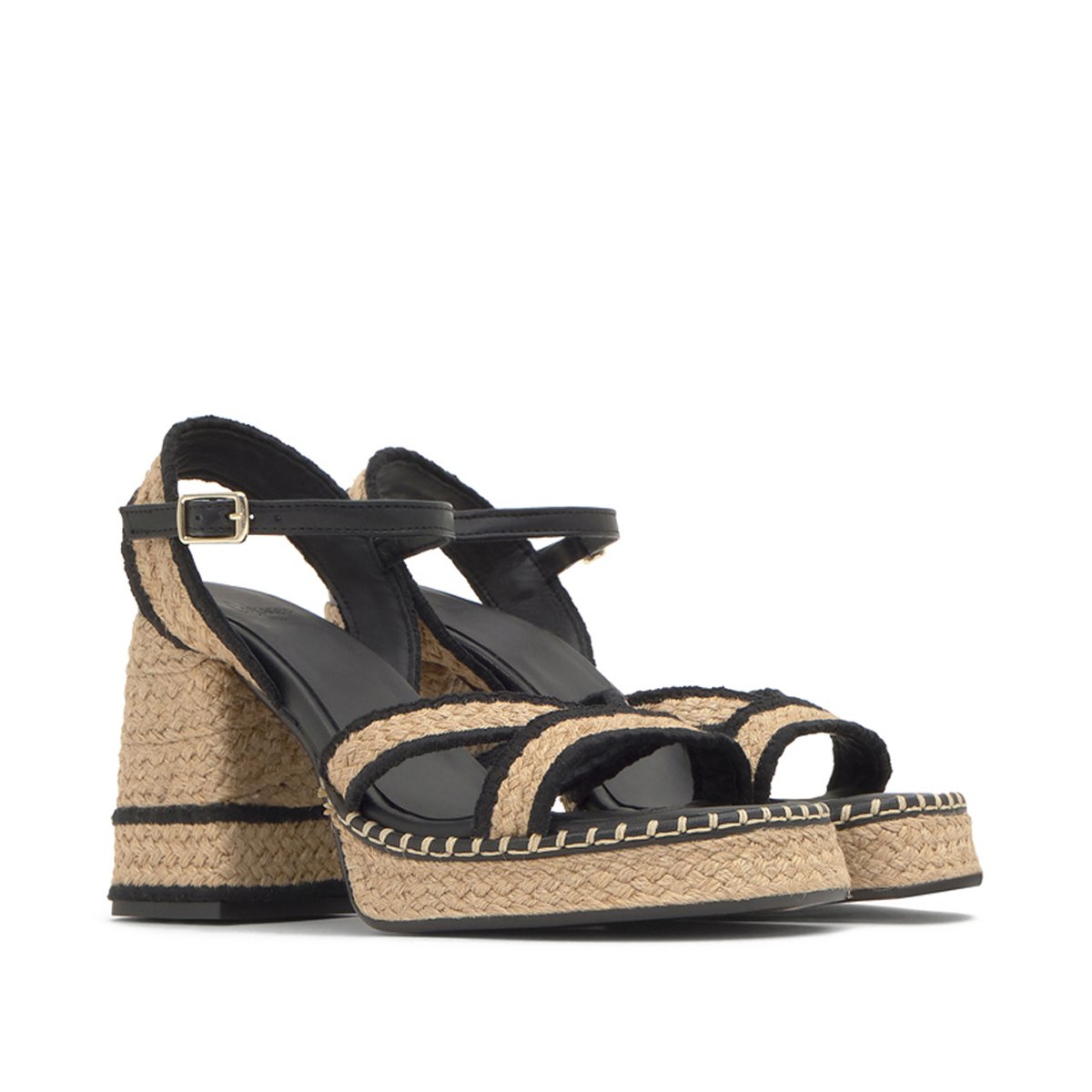 Sandales compensées en jute tressé à boucle VANISH PLATFORM noir, CASTANER