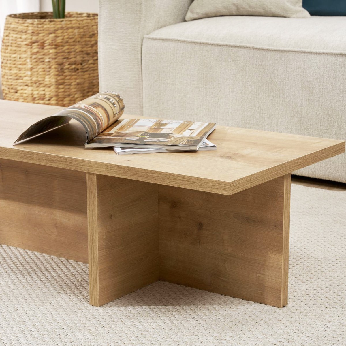 Table basse rectangulaire - ARDEN chêne clair, HOMIFAB