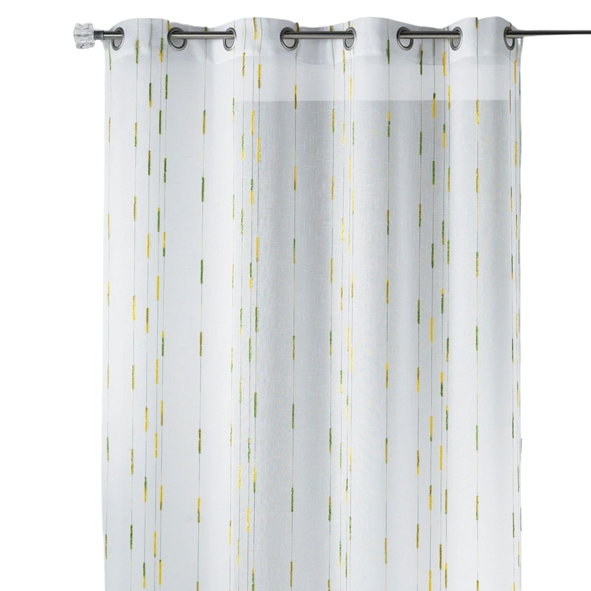 Voilage tamisant à motifs discrets de rayures vert clair, HOME MAISON