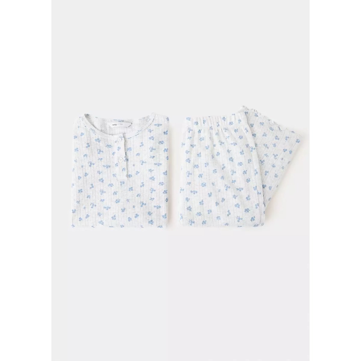 Pyjama long imprimé fleuri gris chiné clair, MANGO KIDS