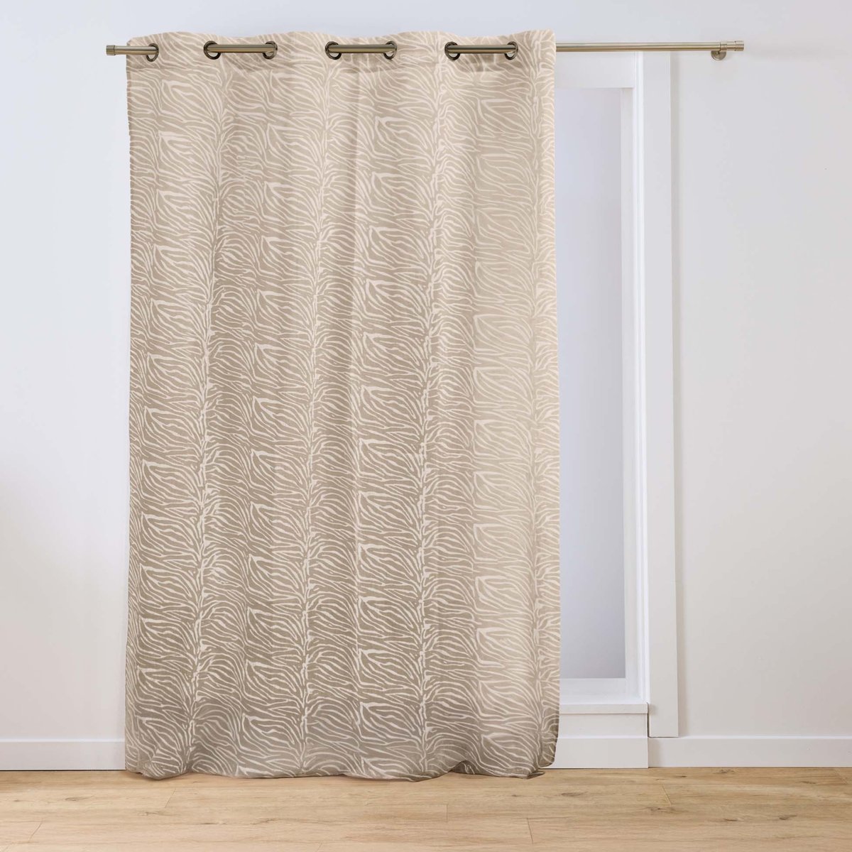 Voilage tamisant à œillets en voile tissé à motif zébré blanc, DOUCEUR D'INTÉRIEUR