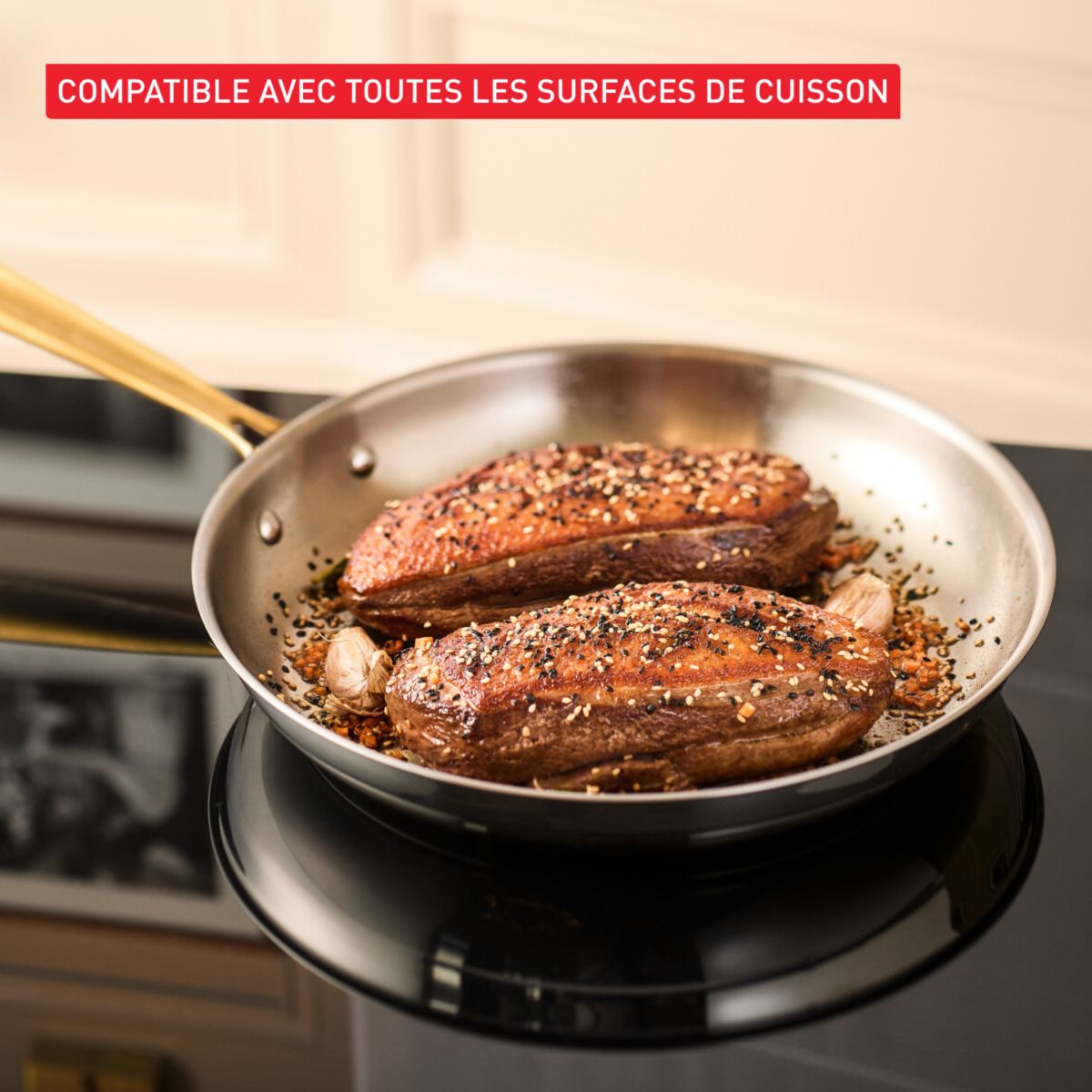 Poêle 28cm inox Bocuse Edition argenté, TEFAL