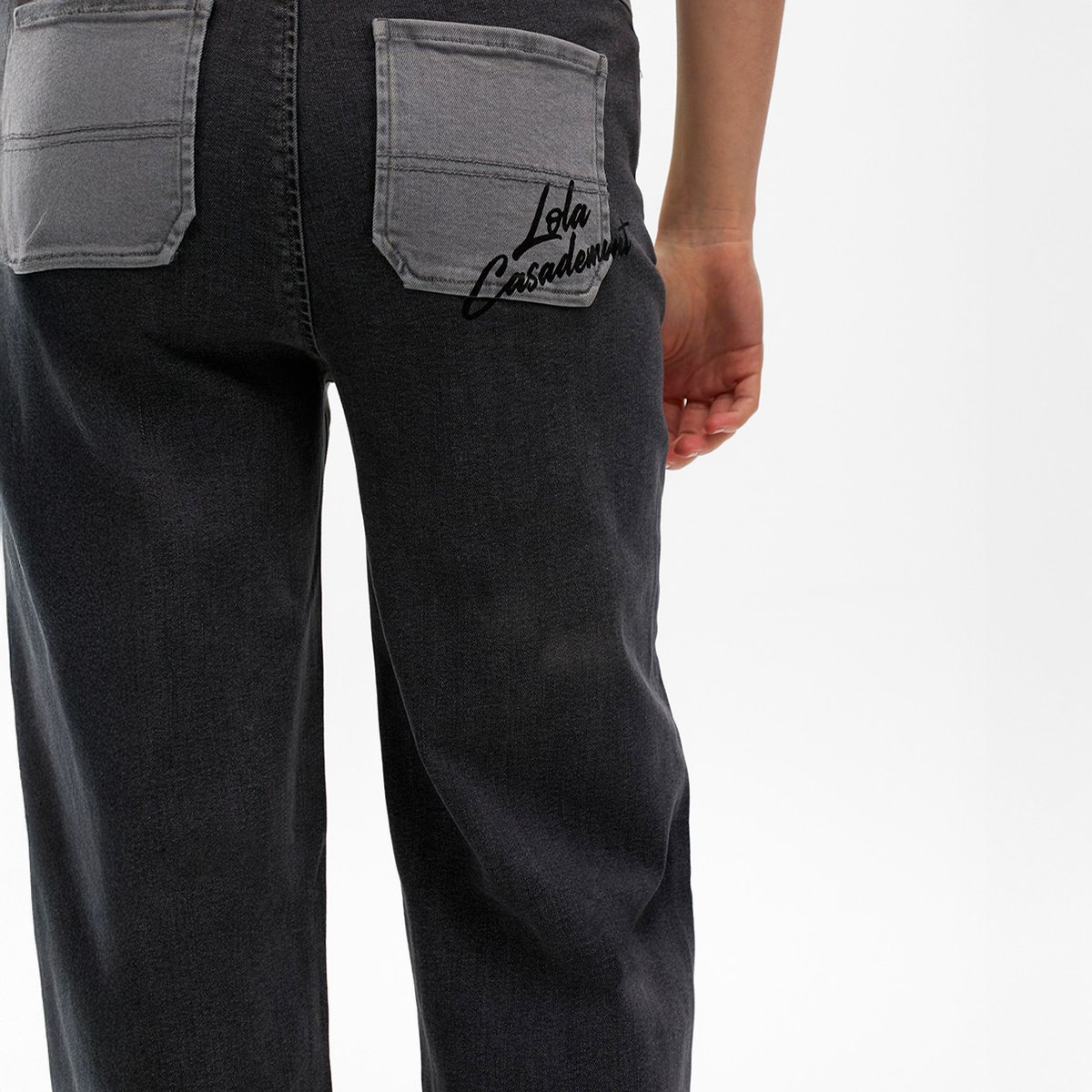 Jeans large bicolore gris clair, LOLA CASADEMUNT
