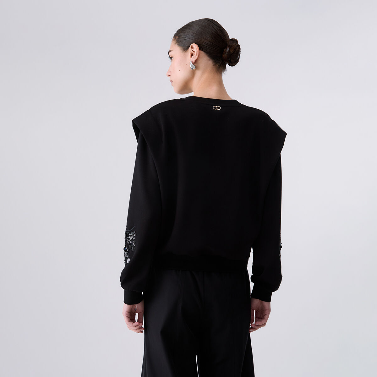 Sweat-shirt avec broderies bijoux noir, LIU JO