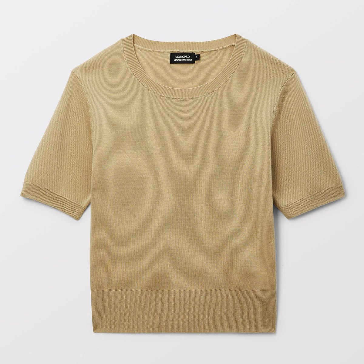Pull manches courtes uni hemp, MONOPRIX