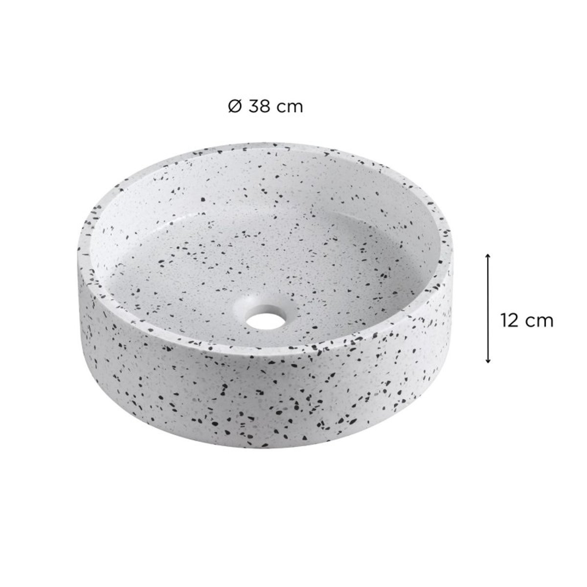 Vasque à poser ronde en terrazzo 38cm MILA blanc, MOB IN