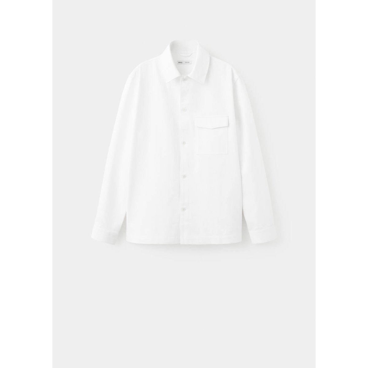 Surchemise regular fit en mélange de coton et lin blanc, MANGO MAN