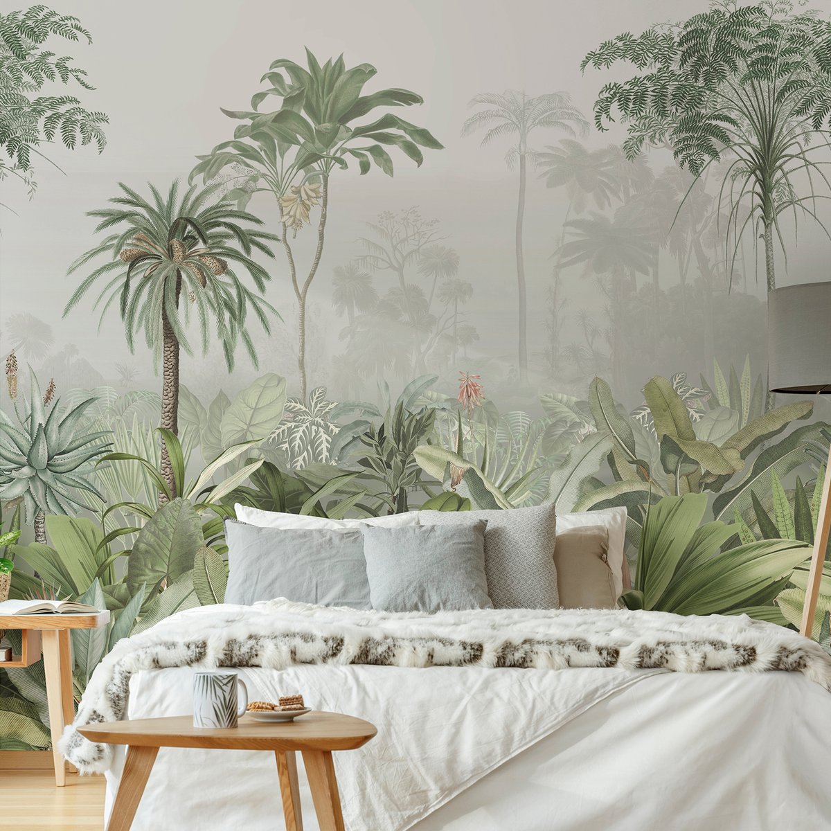 Papier peint panoramique Brume dans la jungle vert, ART FOR THE HOME