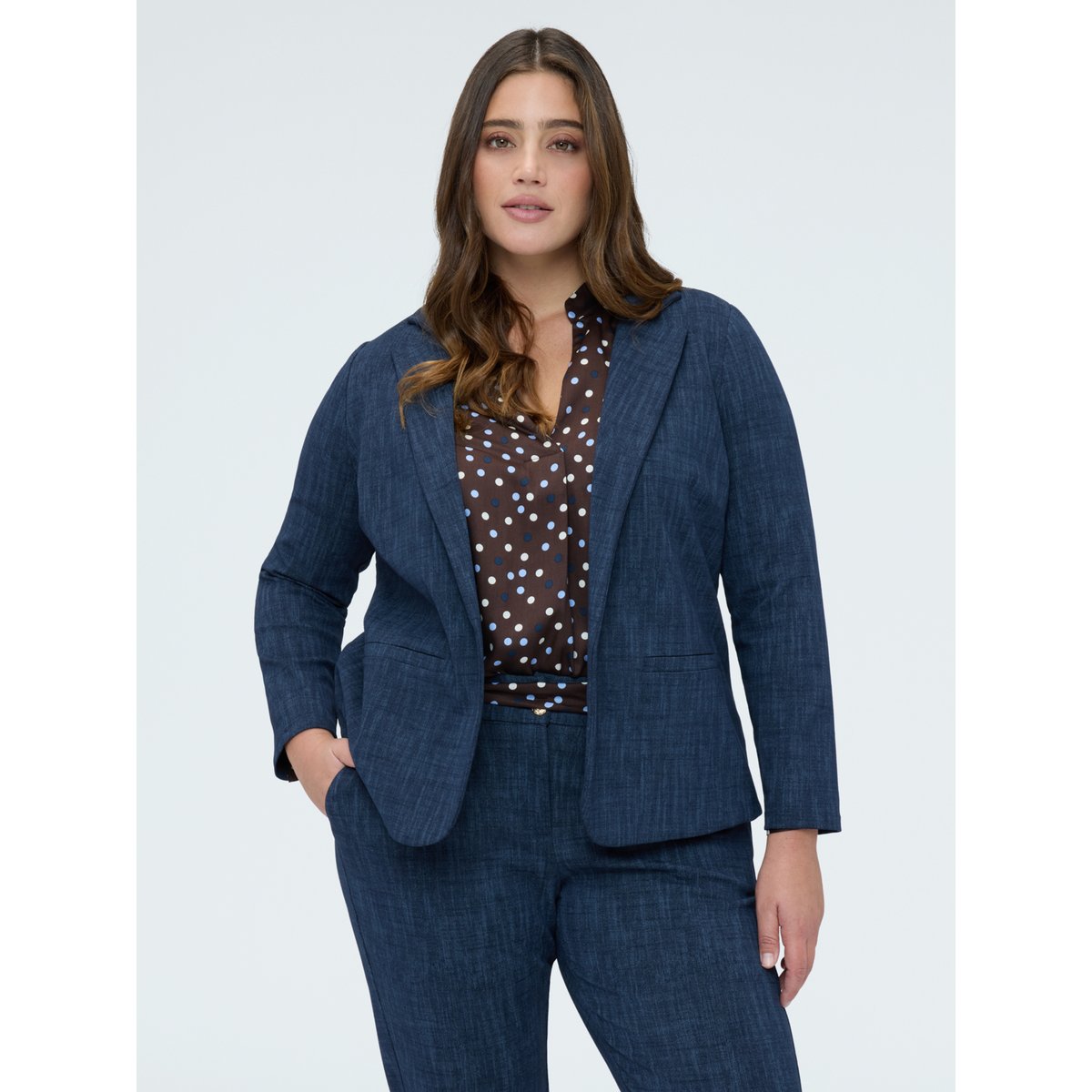 Blazer en jersey Milano bleu, FIORELLA RUBINO