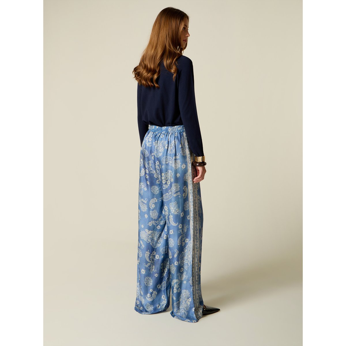 Pantalon palazzo à motifs light - blue, OLTRE