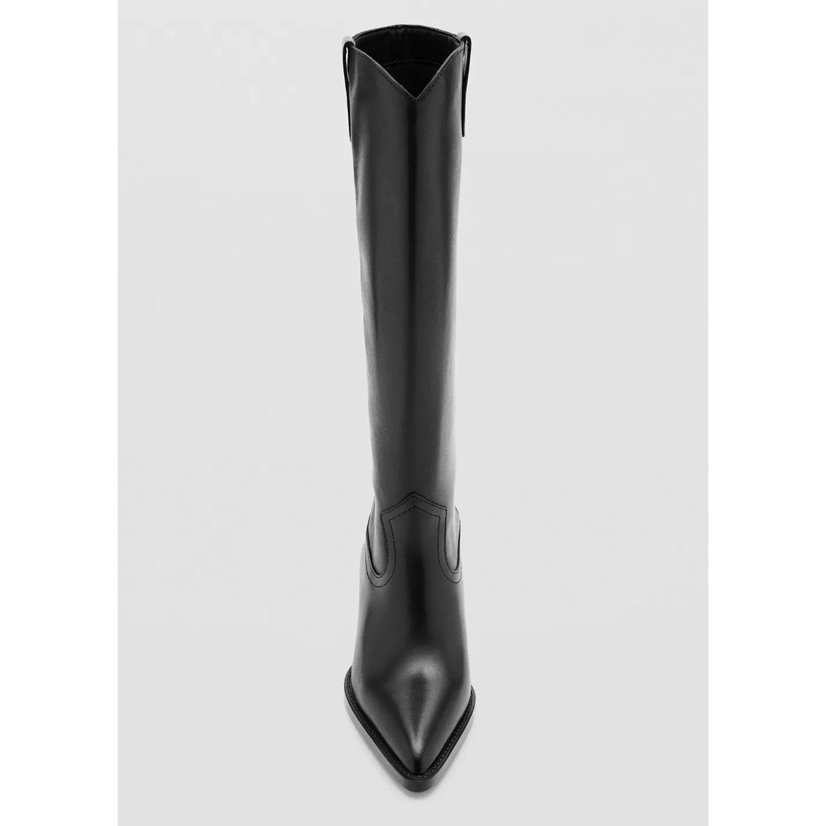 Bottes cuir talon bloc noir, MANGO