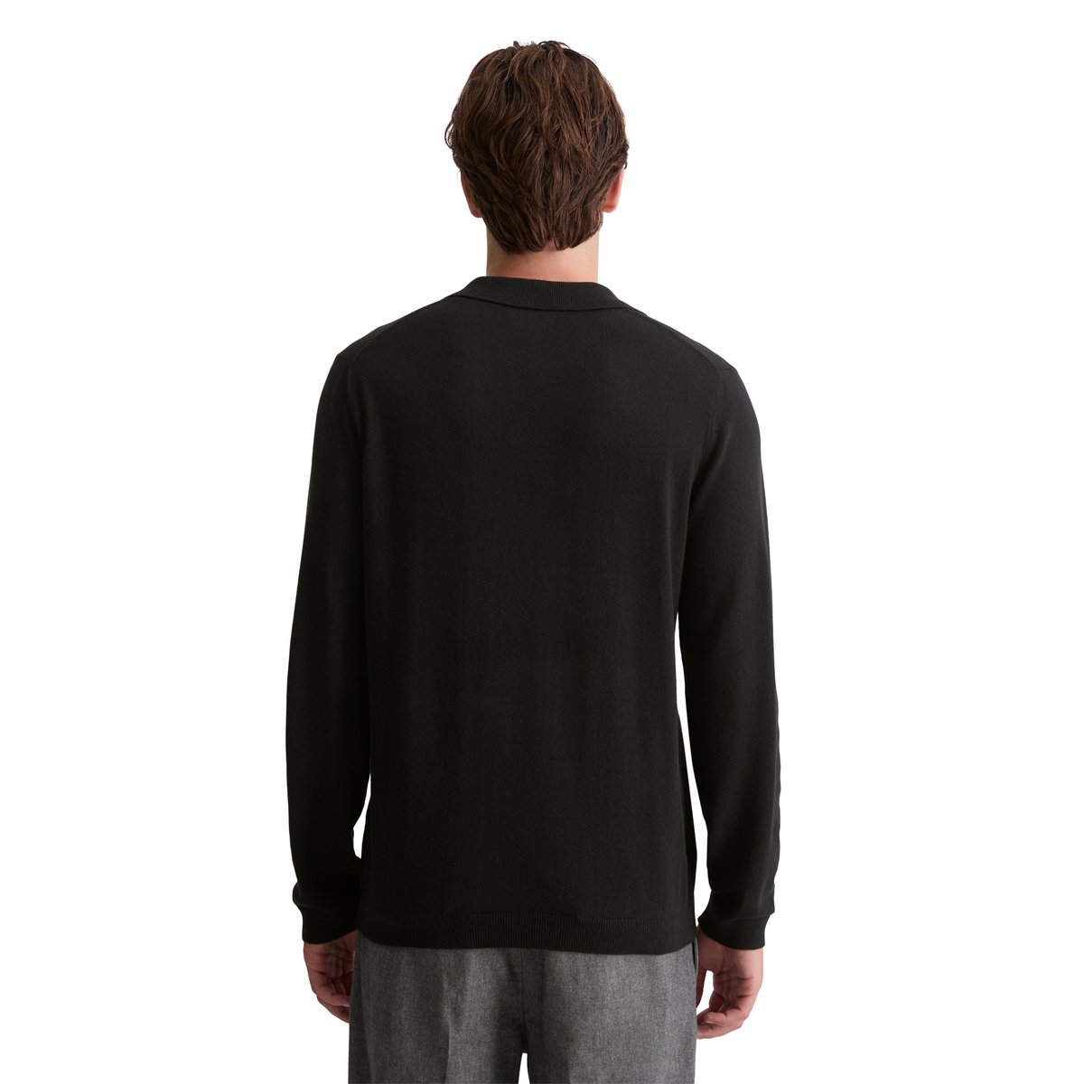 Pull-over regular en doux mélange de coton et de laine vierge bio noir, MARC O'POLO