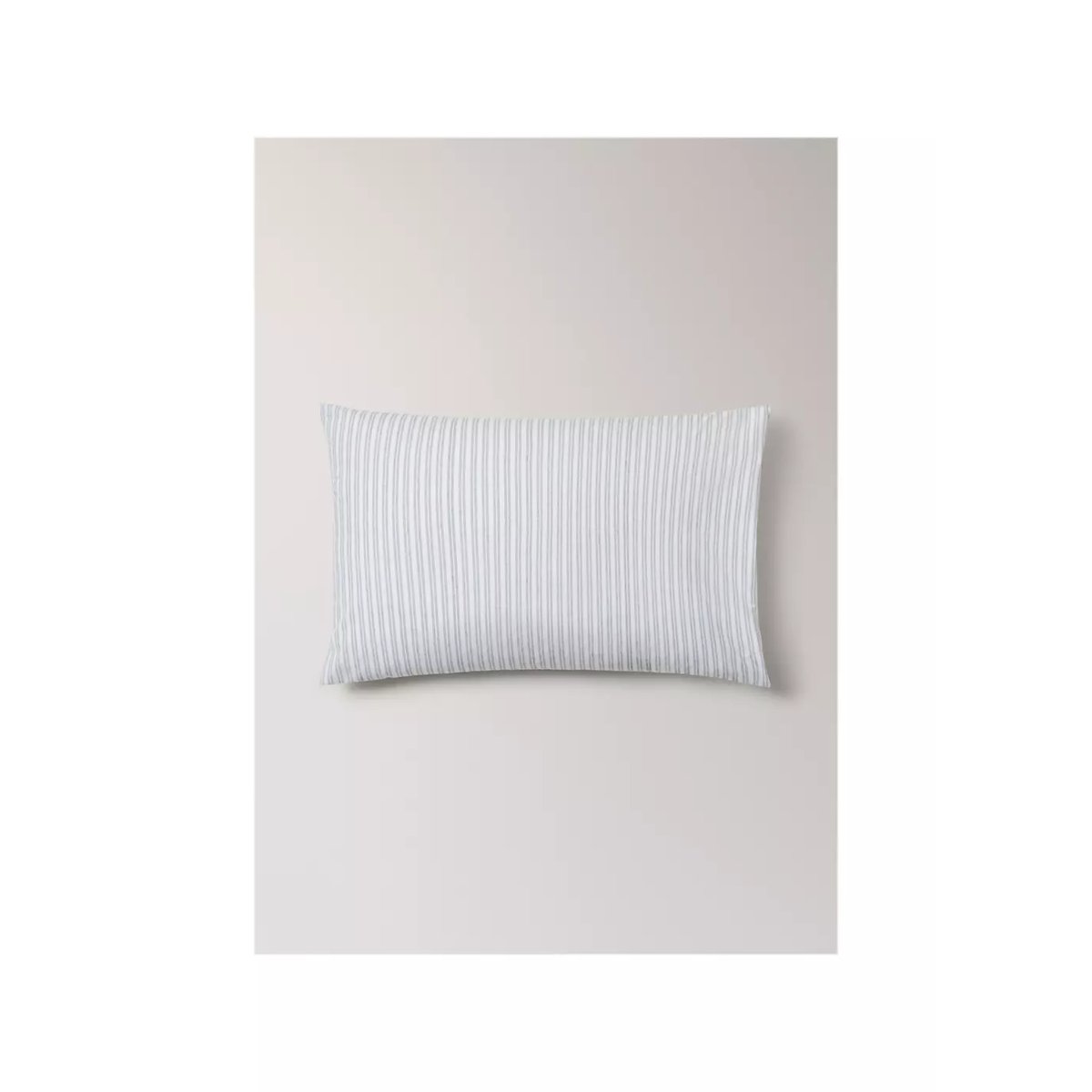 Deux taies d'oreiller percale à rayures 50x75 cm gris, MANGO HOME