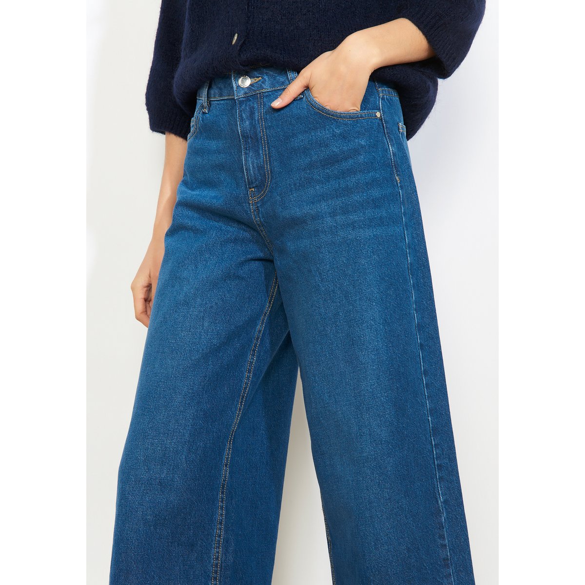 Jean large taille haute medium blue, LOLALIZA