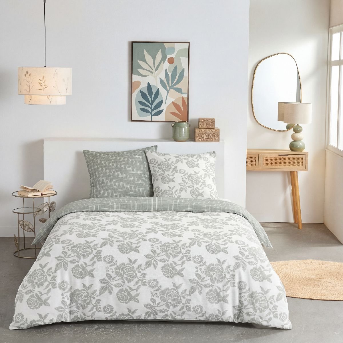Parure de lit 2 personnes imprimé SUNSHINE VERA beige, TODAY