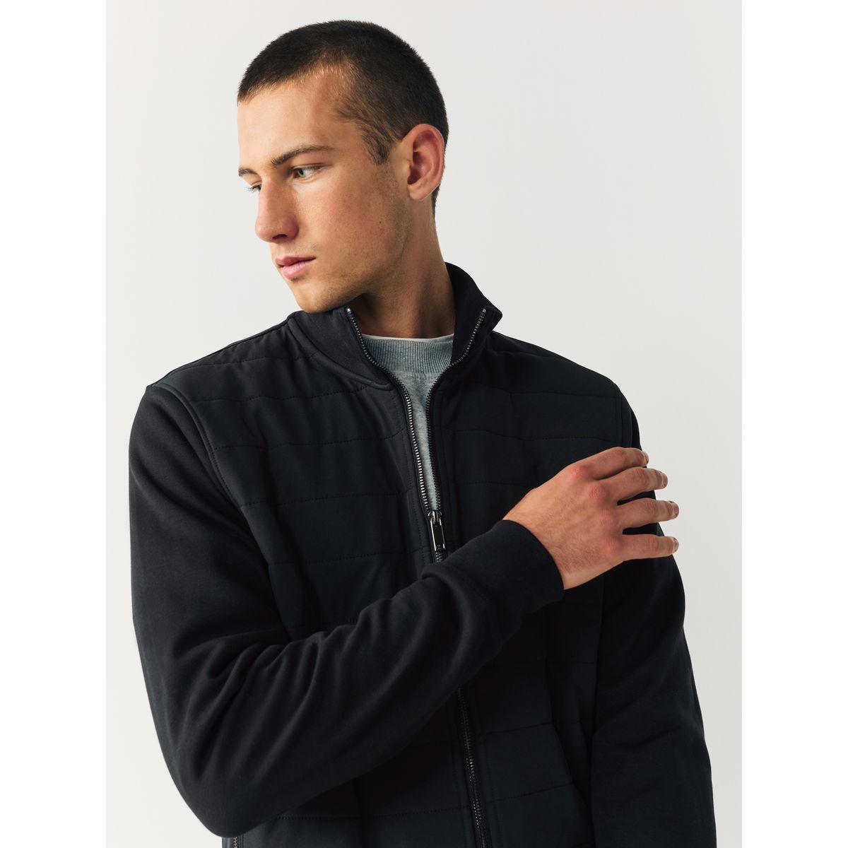 Veste zippée hybride noir, NEXT
