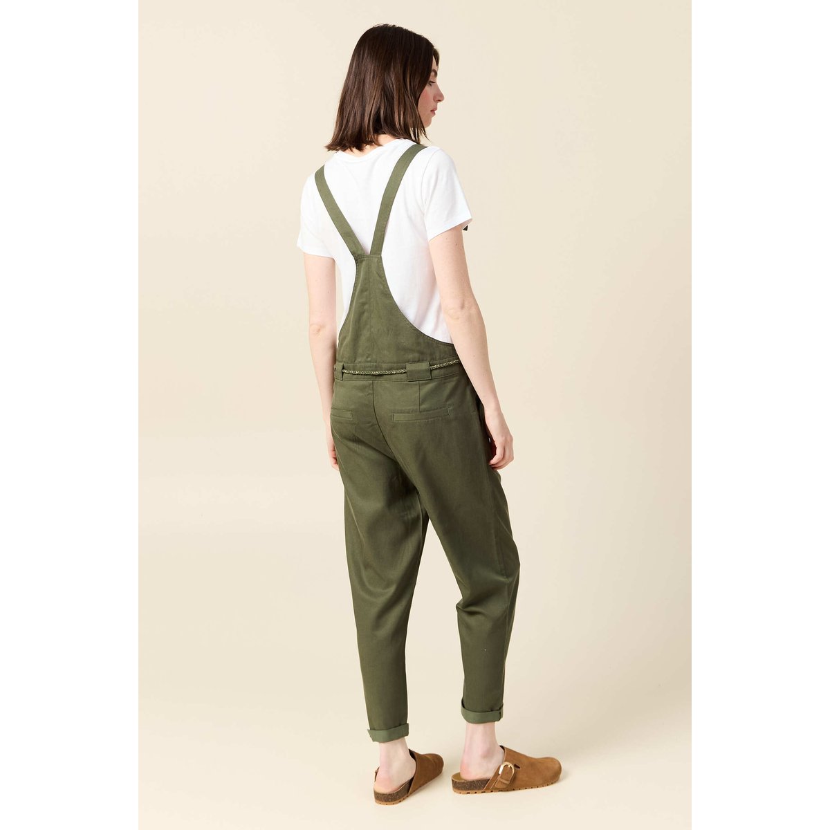 Salopette fluide boutonnée vert foncé, BONOBO