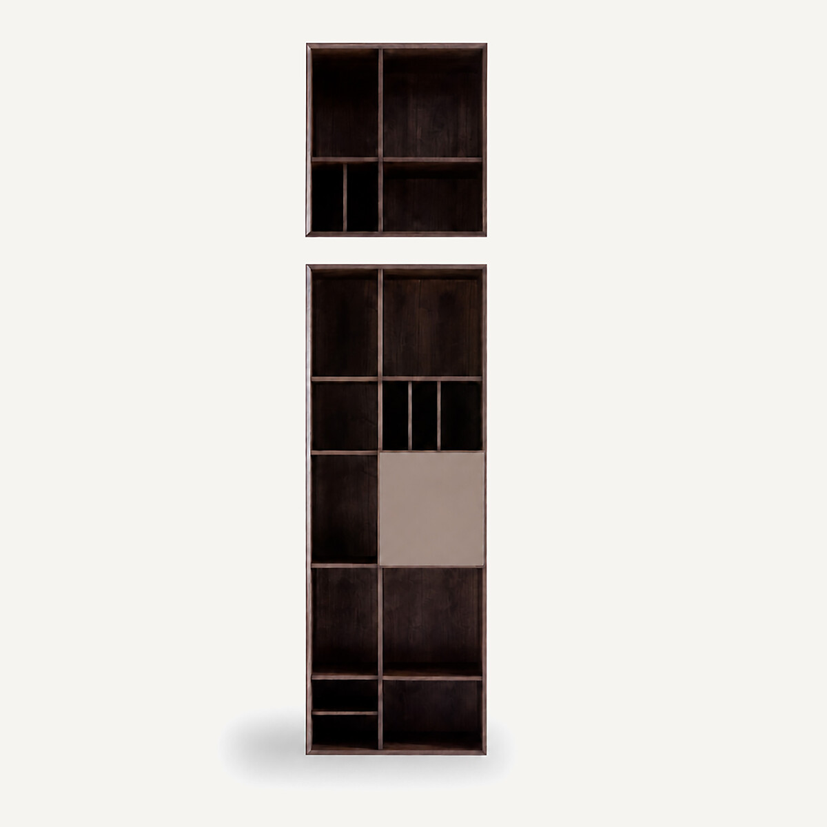 Bibliothèque plaqué noyer porte cuir, Mikube noyer, AM.PM