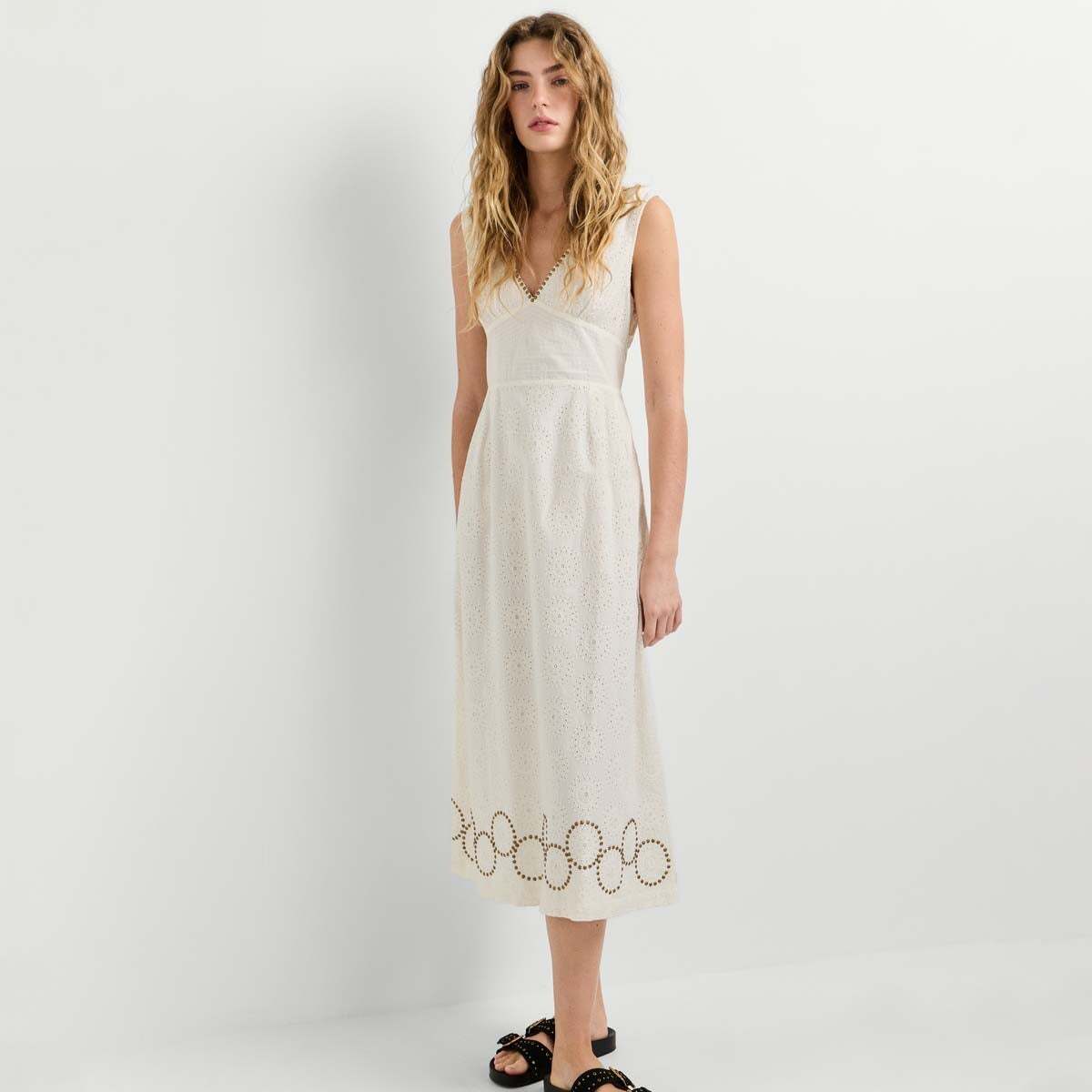 Robe Longue À Détails Ajourés blanc, PEPE JEANS