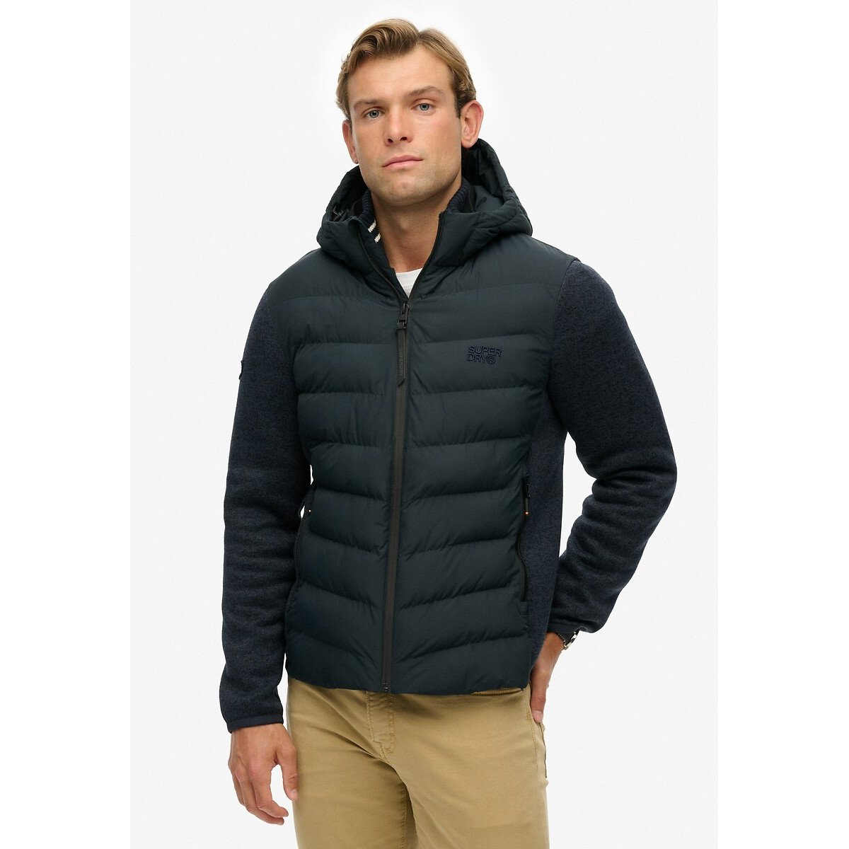 Veste hybride doudoune bleu marine, SUPERDRY