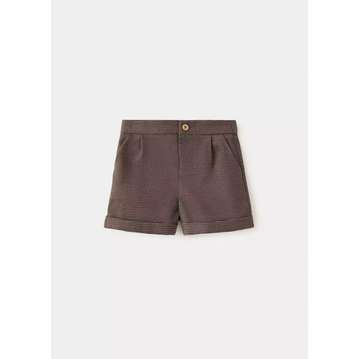 Short à carreaux avec pinces marron, MANGO BABY