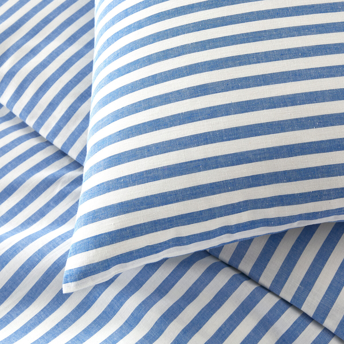 Taie d'oreiller enfant en coton, Soizic bleu rayé bleu, LA REDOUTE INTERIEURS
