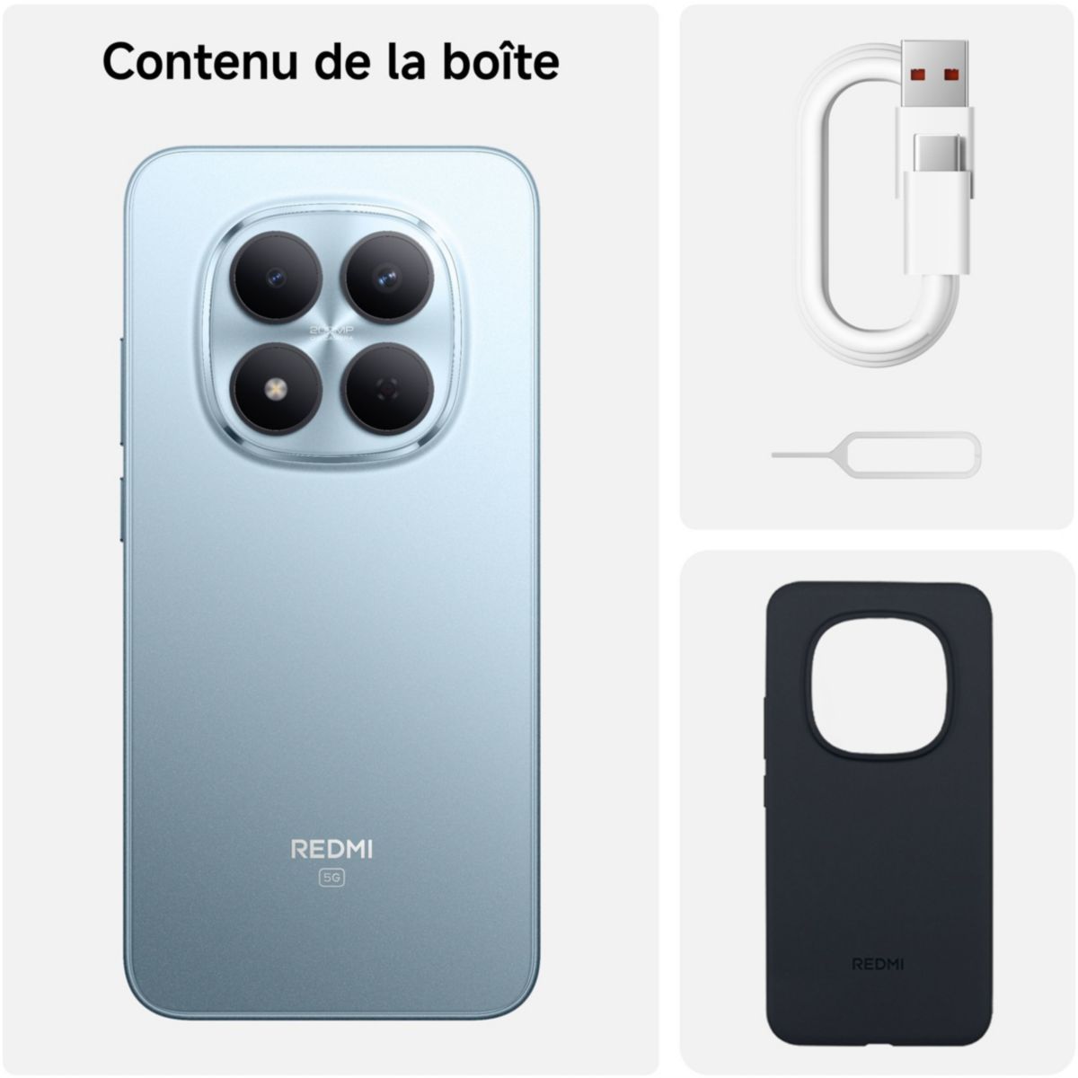 Smartphone Pack Redmi Note 15 Pro 5G 256Go Bleu+Caméra couleur unique, XIAOMI