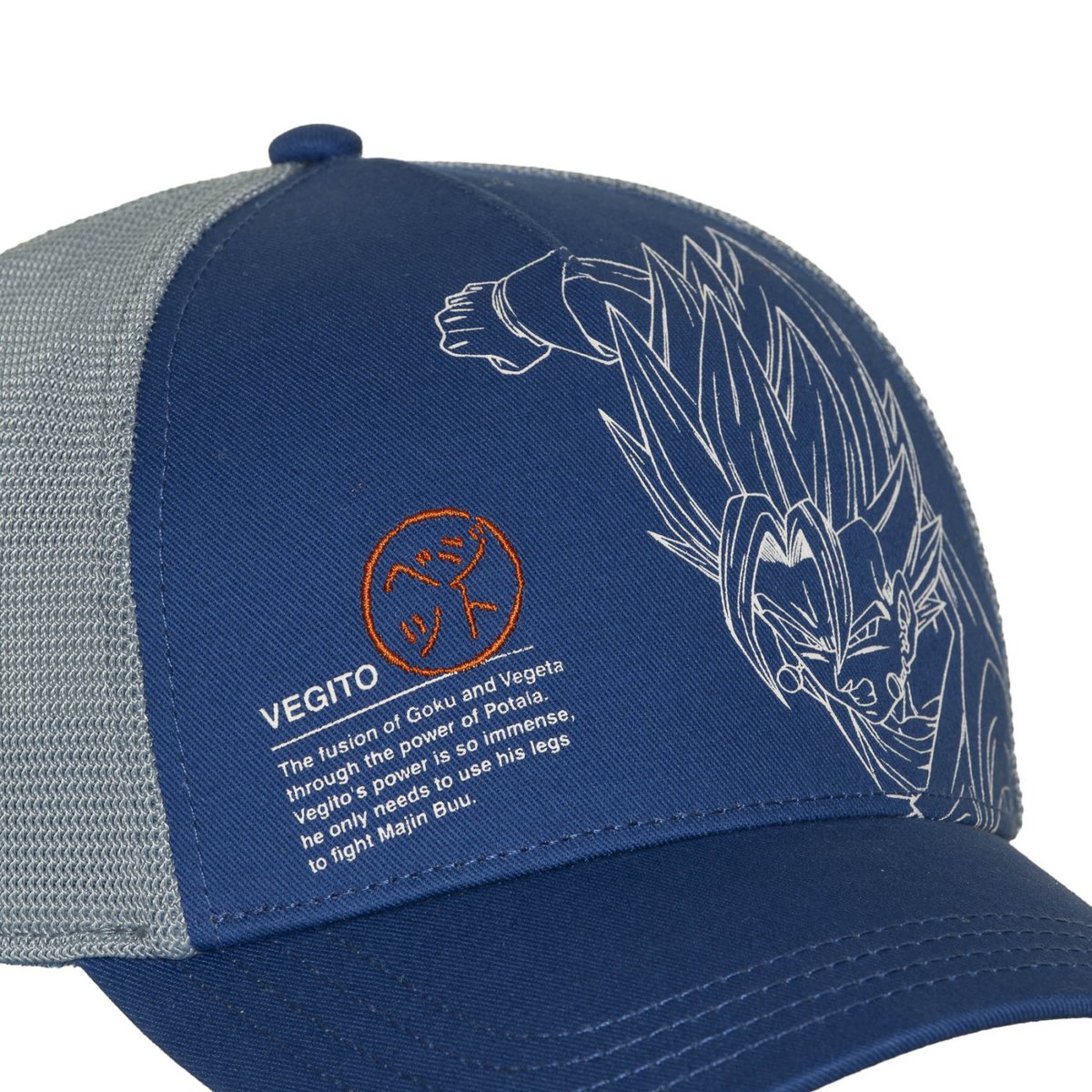 Casquette trucker Dragon Ball Z bleu/blanc/orange, CAPSLAB